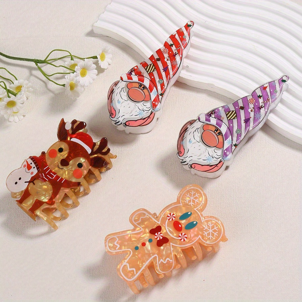 

Christmas Santa Claus Hair Clips & - Elegant Acrylic Party Accessories For Women, 1/4pcs