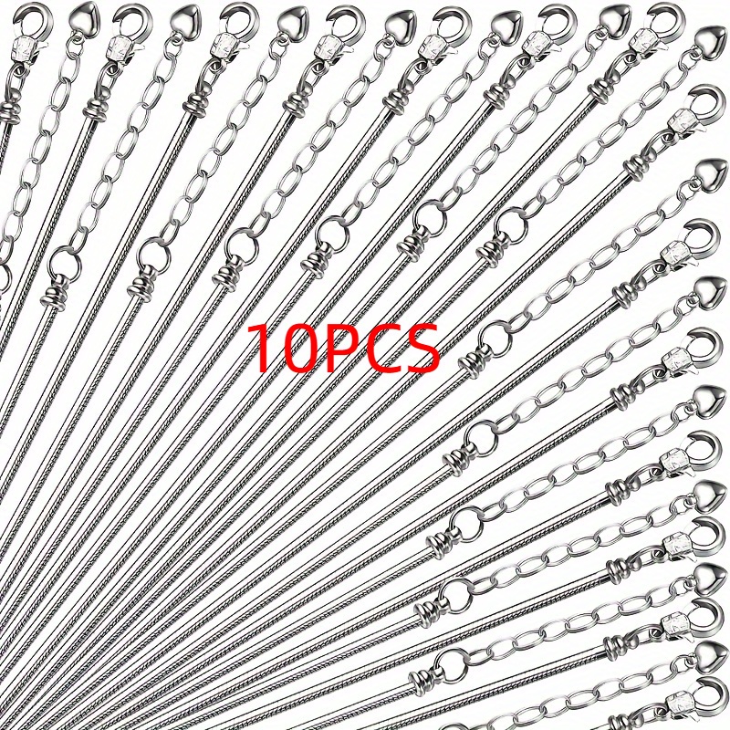 10/20pcs 7.9-inch Silvery Snake Pendant Bracelets, Adjustable Length, With Heart-shaped Extension Chain, Iron Bracelet, Suitable For Women's Jewelry Making