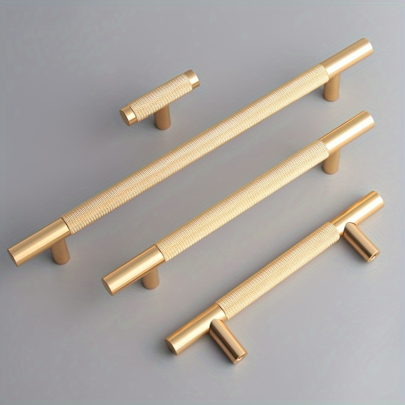 4pcs luxurious golden knurled drawer pulls polished   for kitchen cabinets furniture