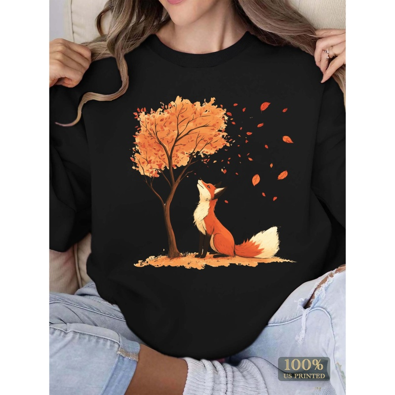 

Fall Fox Leaf In Crew Neck, Wear, New , Fall , Seasonal Popular Graphic, Comfy Sweatshirt By