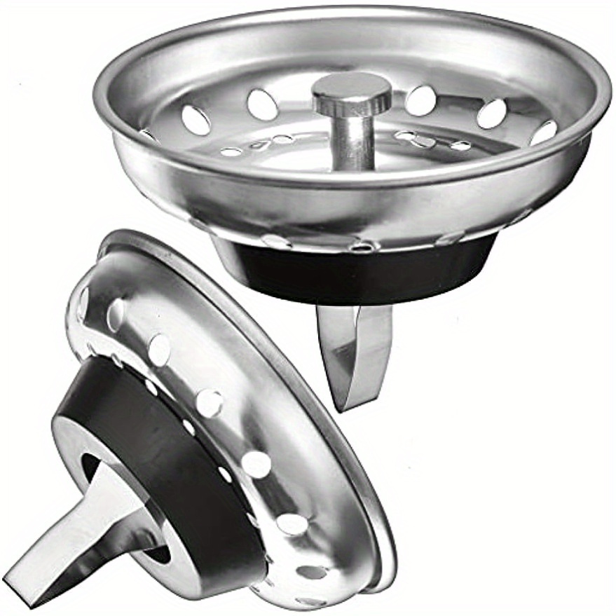 

1pc Premium Stainless Steel Kitchen Sink Strainer And Stopper Combo - Spring- Clip, Metal Construction, Rubber Stopper Bottom For Effective Clog Prevention,