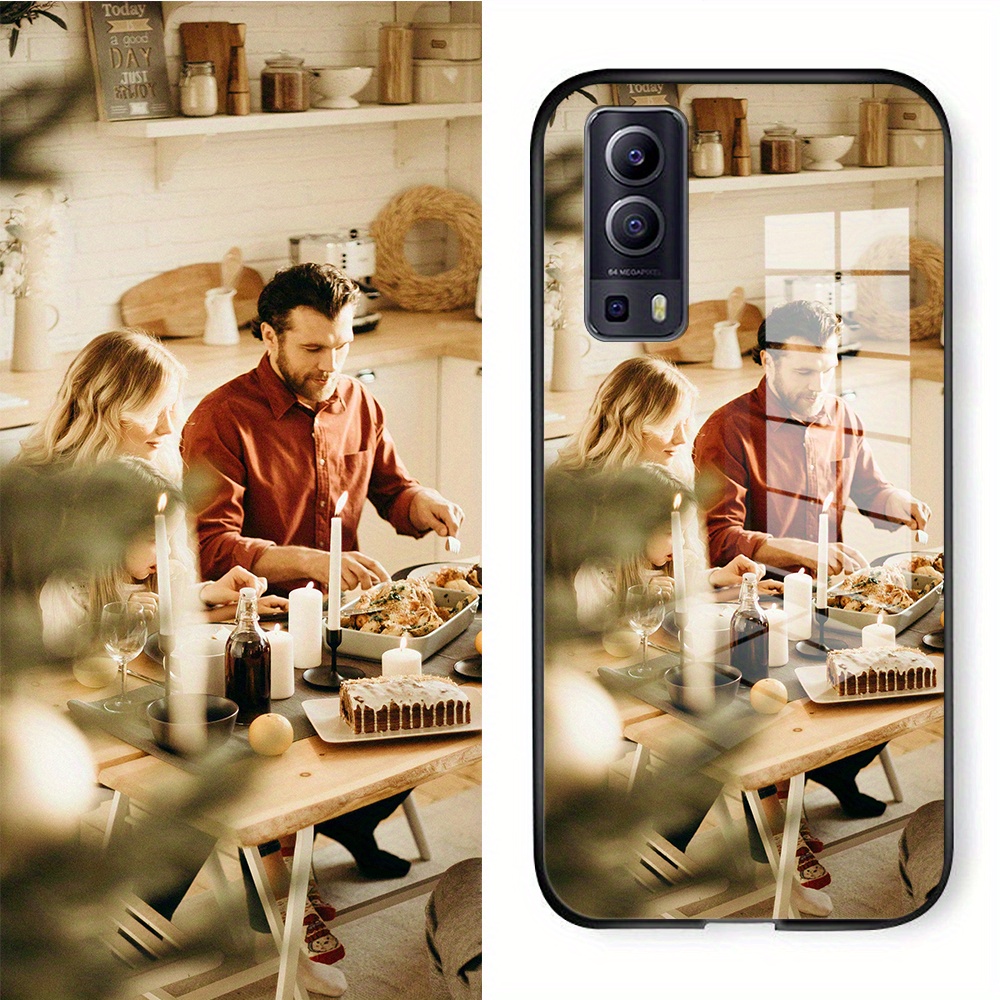 

Étui personnalisé compatible avec VIVO Y72 5G VIVO Z3 VIVO Y52 5G, dos en verre et TPU souple, pour étui VIVO Y72 5G VIVO Z3 VIVO Y52 5G, TPU souple fin, dos en verre