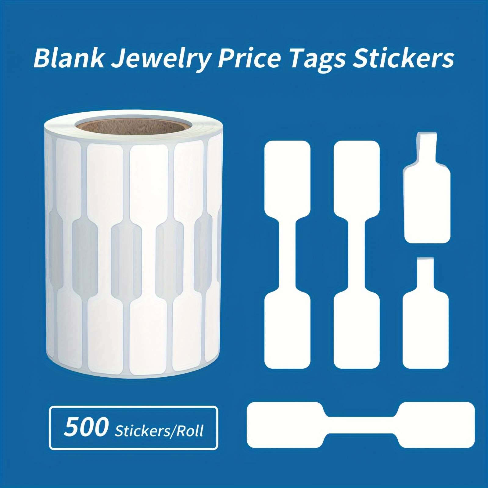 

500/1000pcs White Blank Self-adhesive Jewelry Price Tags For Necklaces, Earrings, Bracelets, Rings - Rectangular Labels For Clothing Identification