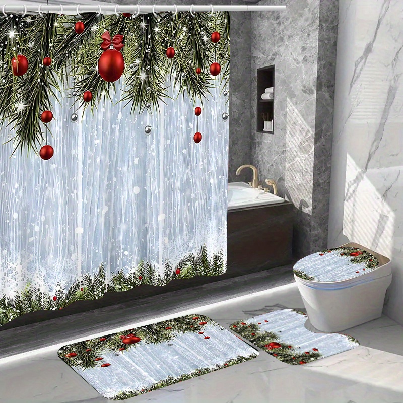 

Christmas Bathroom Decor Set Bath , Rug, Lid , Polyester Mat, Pattern, , -, 12 - Bathroom Accessories (1pc/4pcs )