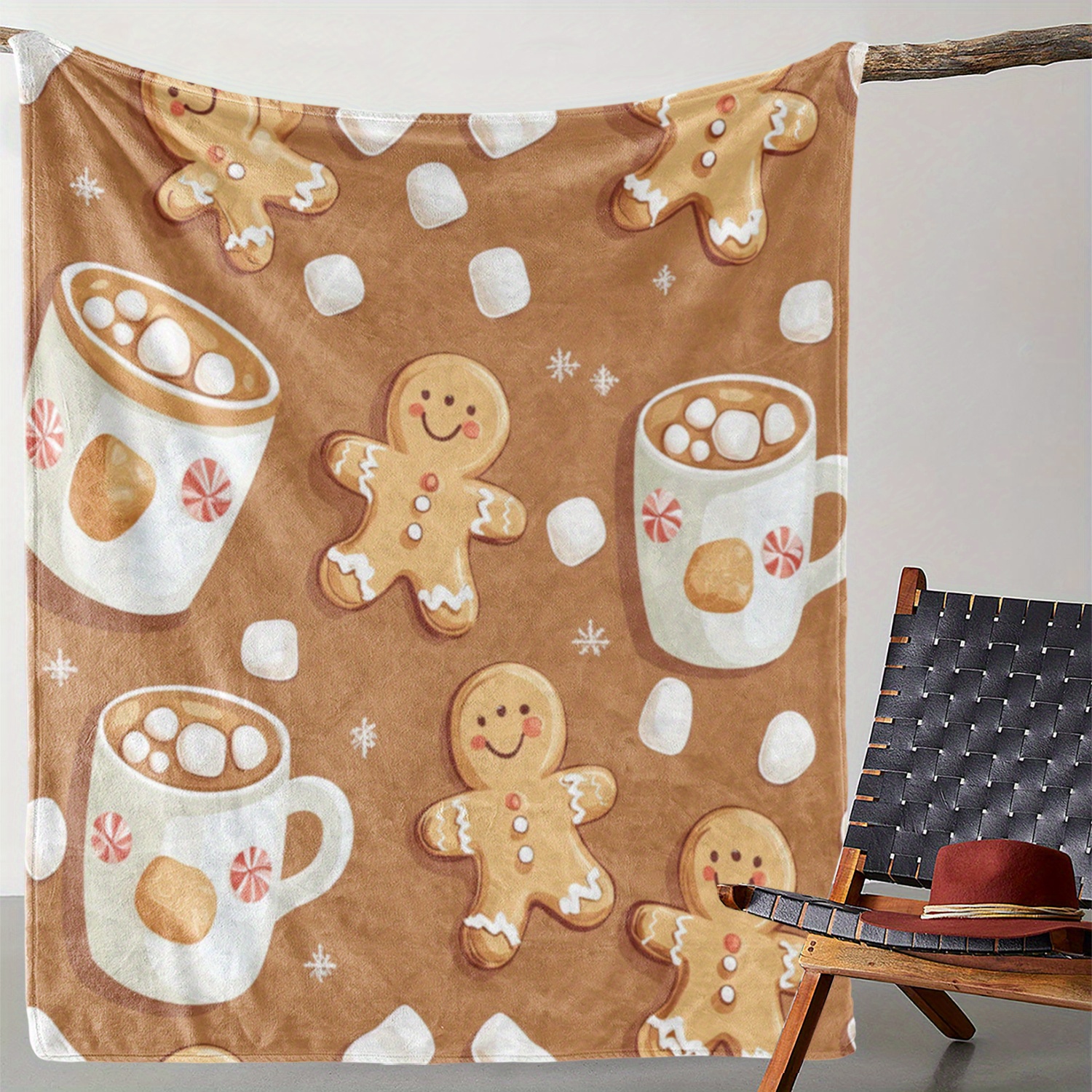 

Cozy Gingerbread For Man Christmas Flannel Blanket - Soft, Warm Throw For Couch, Bed, Car, Office, Camping & Travel - Gift