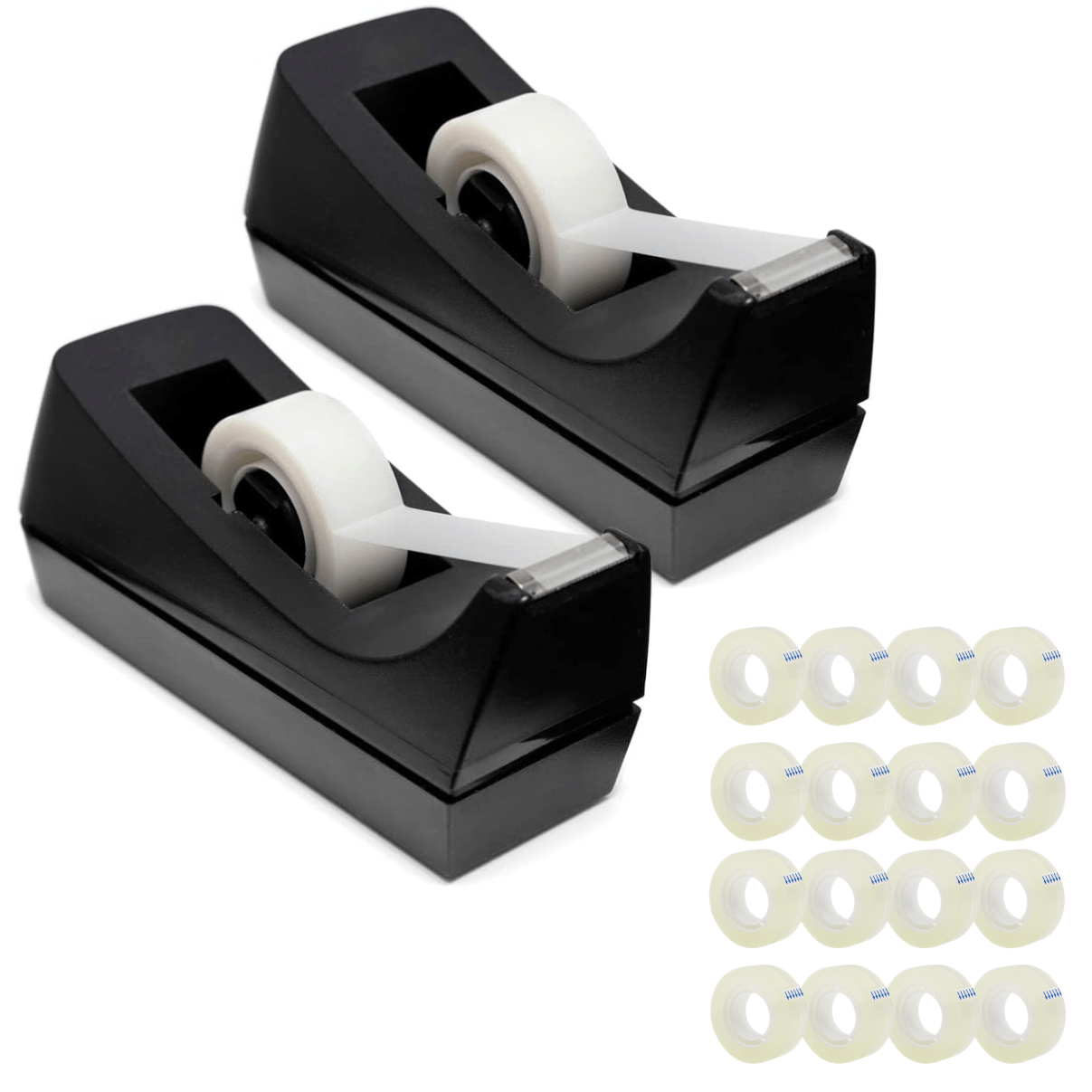 

2pcs Desktop Tape Dispenser With 16 Rolls Transparent Tape - Base - Tape Roll Dispenser - Christmas Holiday Wrapping Tools, Office