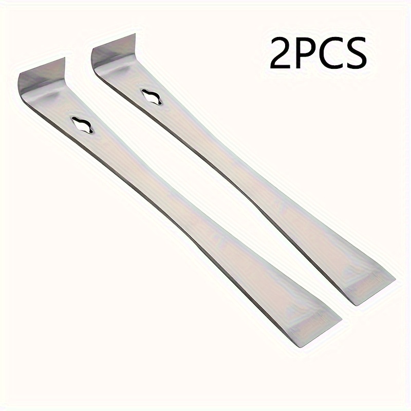 

2-piece Stainless Steel Pry Bar Set - Manual Metal Hand Tools For Woodworking & Beehive Maintenance, No Electricity Needed, Large Flat Pry Bars With Straight & 90-degree Ends