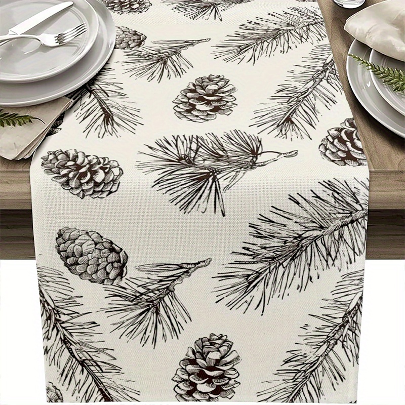 

Festive Christmas Table Runner - 13x72 Inch, Polyester With Pine Cone & Winter For Farmhouse Kitchen And Dining Decor