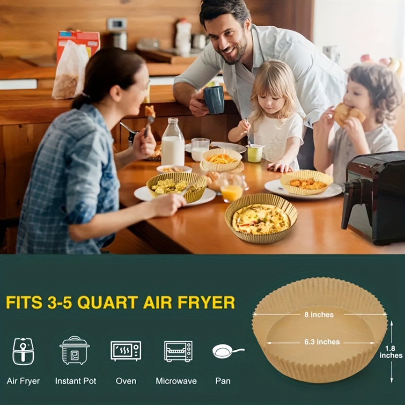 50   air fryer special paper double sided silicone oil high quality disposable paper liner non stick round disposable liner baking paper oil resistant food grade parchment baking cooking microwave oven details 1