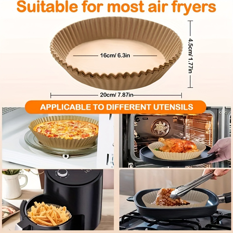 50   air fryer special paper double sided silicone oil high quality disposable paper liner non stick round disposable liner baking paper oil resistant food grade parchment baking cooking microwave oven details 4