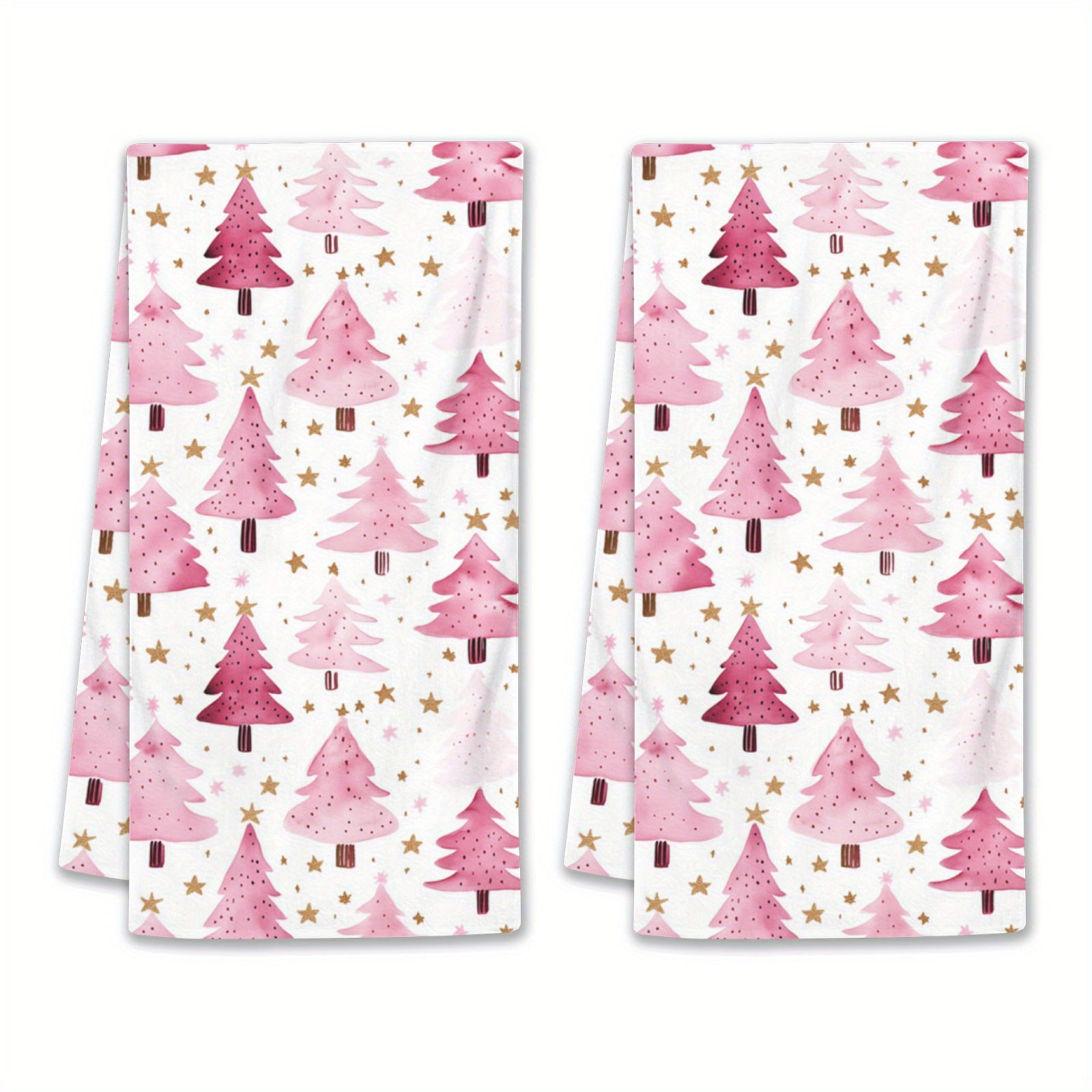 

2pcs Polyester Christmas Kitchen Towels - & Golden , Absorbent Hand Towels For Holiday Baking & Cooking, Decorative Tea Towels For Home Kitchen & Bathroom Use, Dish Towels For Kitchen
