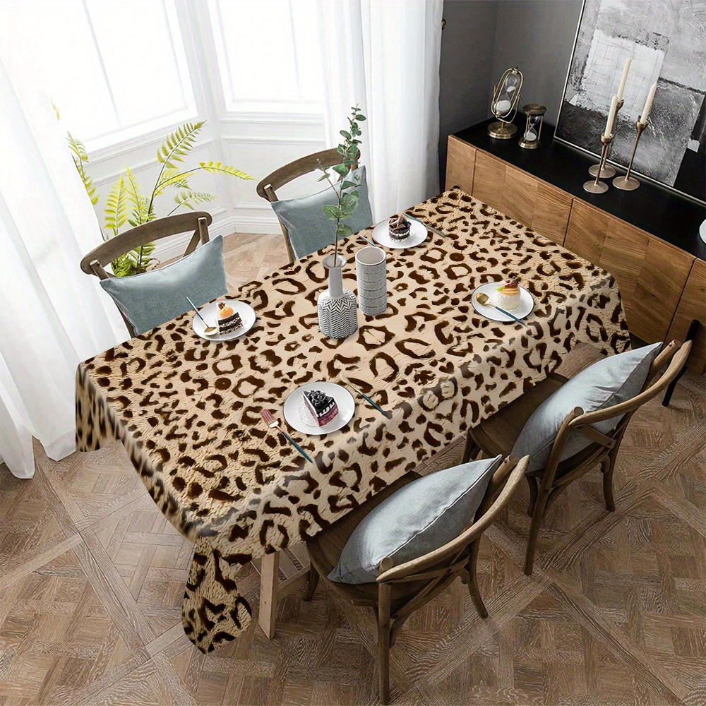 

Leopard Print Polyester Tablecloth – 1pc, Water And Oil Resistant, Machine Made Woven Table Cover For Dining, Office, Home – Rectangle Shape