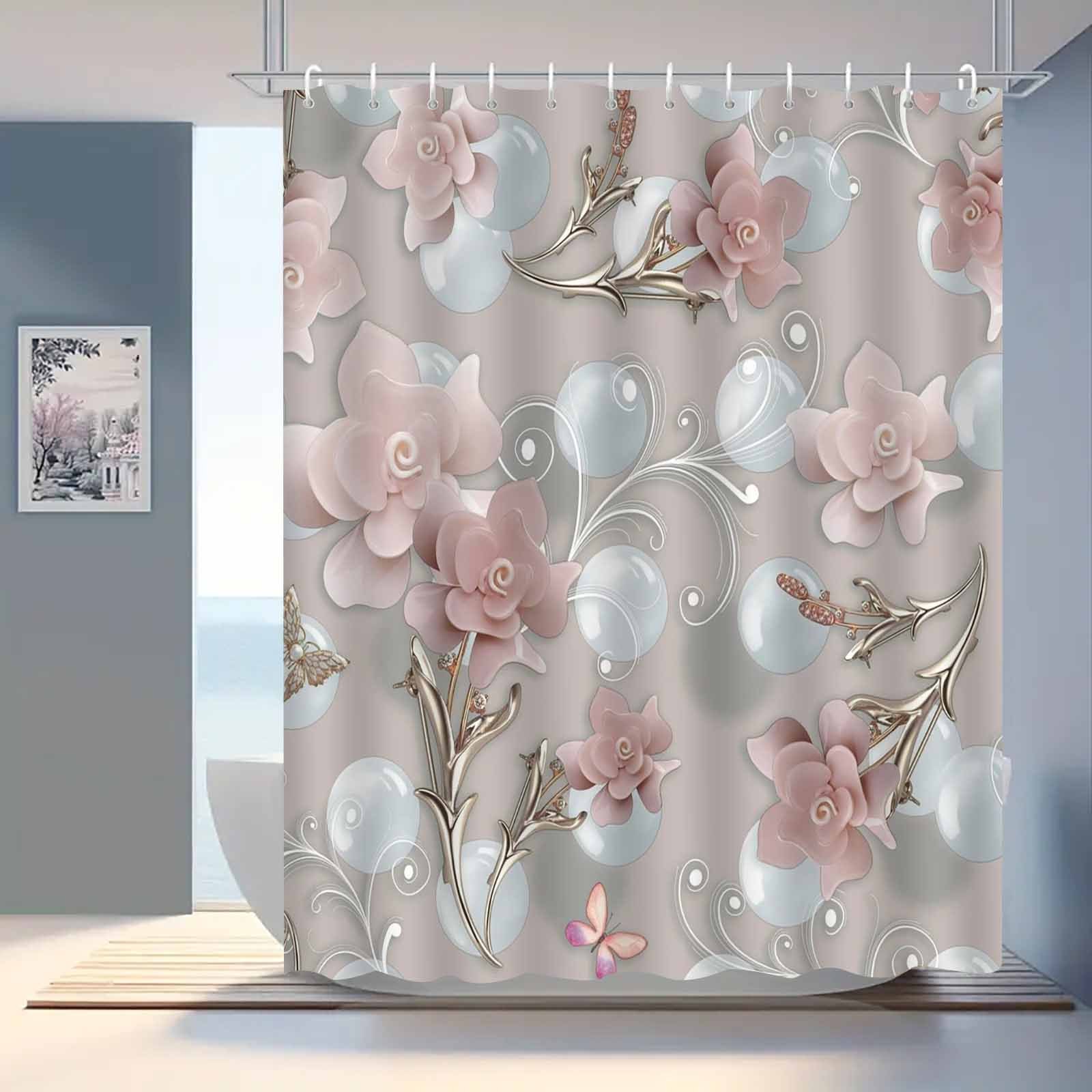 

3d Embossed Shower Curtain - & , Includes , Washable Bathroom Decor