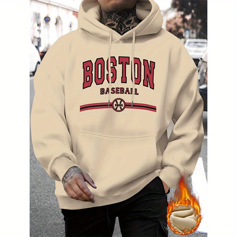 

Men's Boston Baseball Graphic Hoodie - Casual Pullover With Drawstring, Comfortable & Stylish For Fall/winter