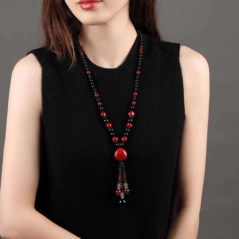 

Ethnic Long Necklace, Wool Necklace For Women, Jewelry