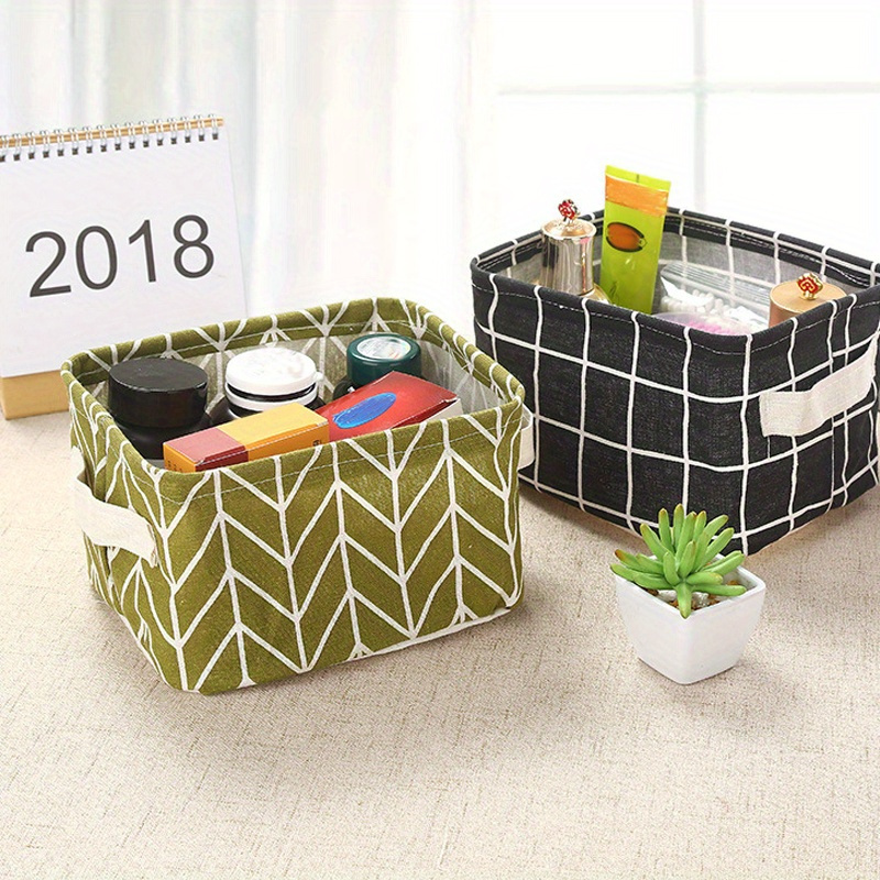 

5pack Storage Basket, Bins Canvas Mini Storage Baskets For Makeup, Toys Liners, Books Storage Baskets With Handles For Shelves & Desks