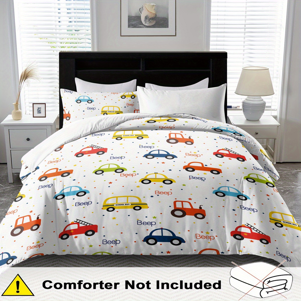 TEMU Housse de couette ouverte 2/3 pièces motif voiture, douce et confortable, grand lit de couette, housse de couette extra large motif voiture,