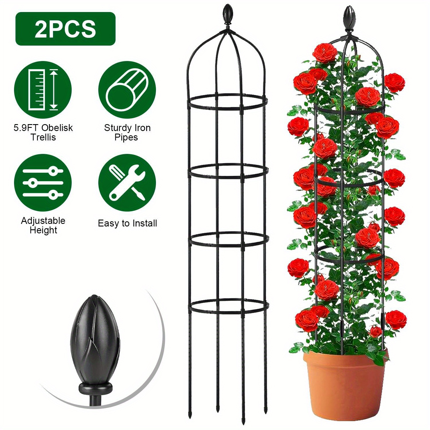 

Of 2 For Plants Vegetables Rustproof 5. 9ft