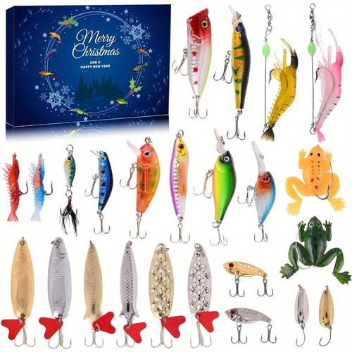 Fishing Advent Calendar Halloween 2025, 24 Days Christmas Countdown Fish Kit, Christmas 2025, Surprise Halloween, Christmas Countdown Gifts for Father, Grandpa and Brother