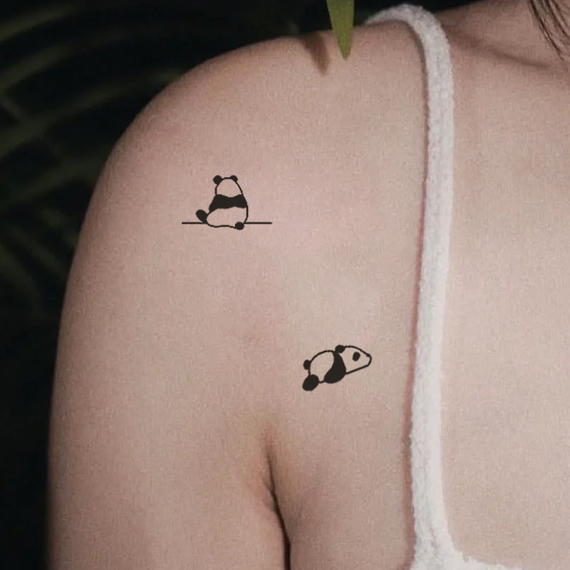 Tatouage éphémère Panda Noir - Temporaire, Taille S - Marque Sioou - Neuf