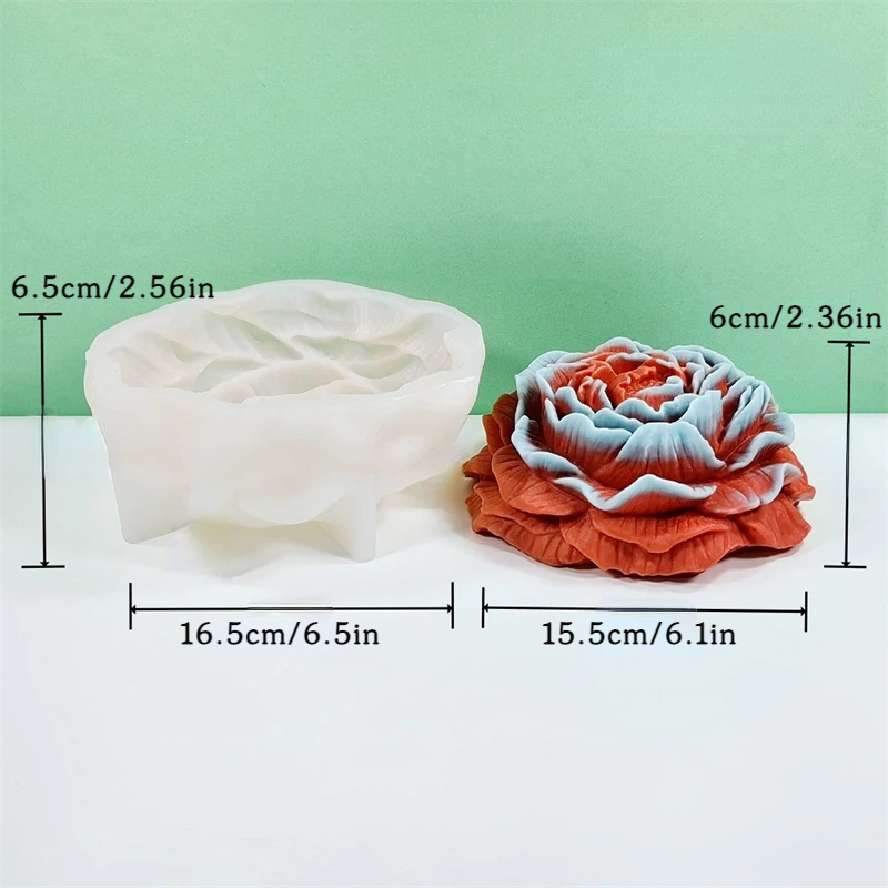 E-shop Extra Große Pfingstrosen-Silikonform 6.5" - Vielseitig für Duftkerzen, Seife, Harz & Betonhandwerk - DIY Handgemachtes Werkzeug, Perfektes