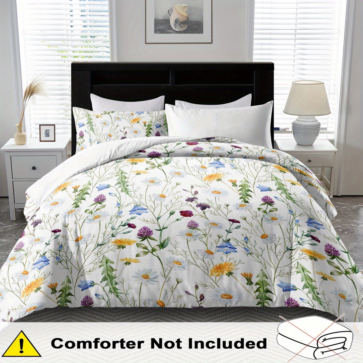 Image of 2/3pcs Floral Bedding, Duvet Set, Plain Color Duvet Set, Bedroom Decoration, 2d Christmas Gift, Flat Print (including 1 Down Duvet 1/2 Pillowcase, No Core)