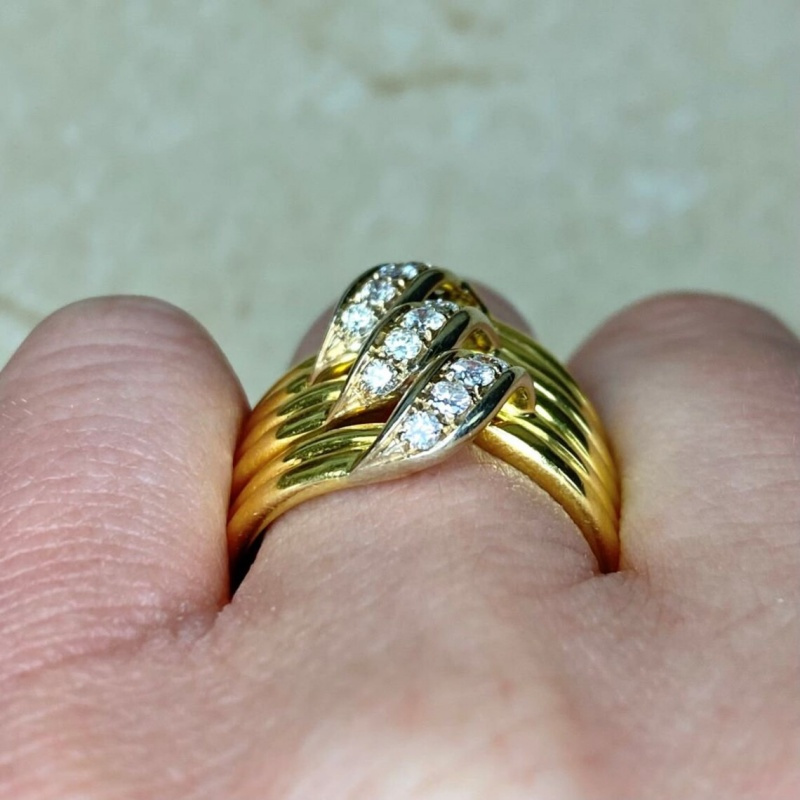 Exquisite Synthetic Zirconia 3-Layer Wide Rings, Middle Eastern Style