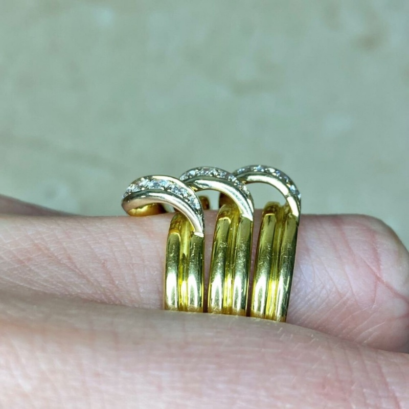 Exquisite Synthetic Zirconia 3-Layer Wide Rings, Middle Eastern Style