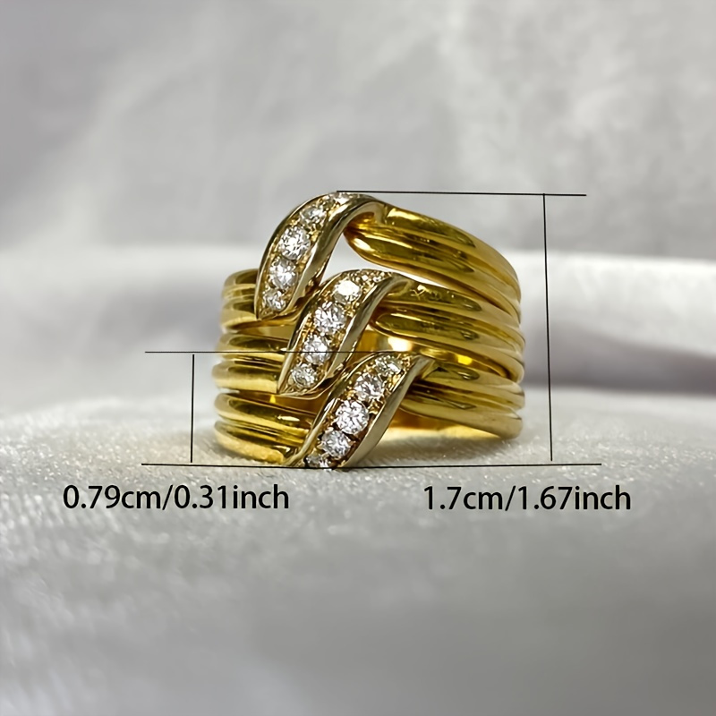 Exquisite Synthetic Zirconia 3-Layer Wide Rings, Middle Eastern Style