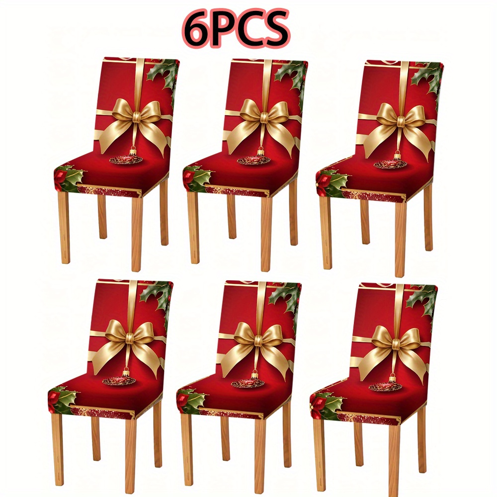 TEMU 2pcs/4pcs/6pcs, Golden Knot Print, Decorative Full-covered Seat Cover, Elastic Full-covered Chair Cover, Personalized Dining Chair Cover,
