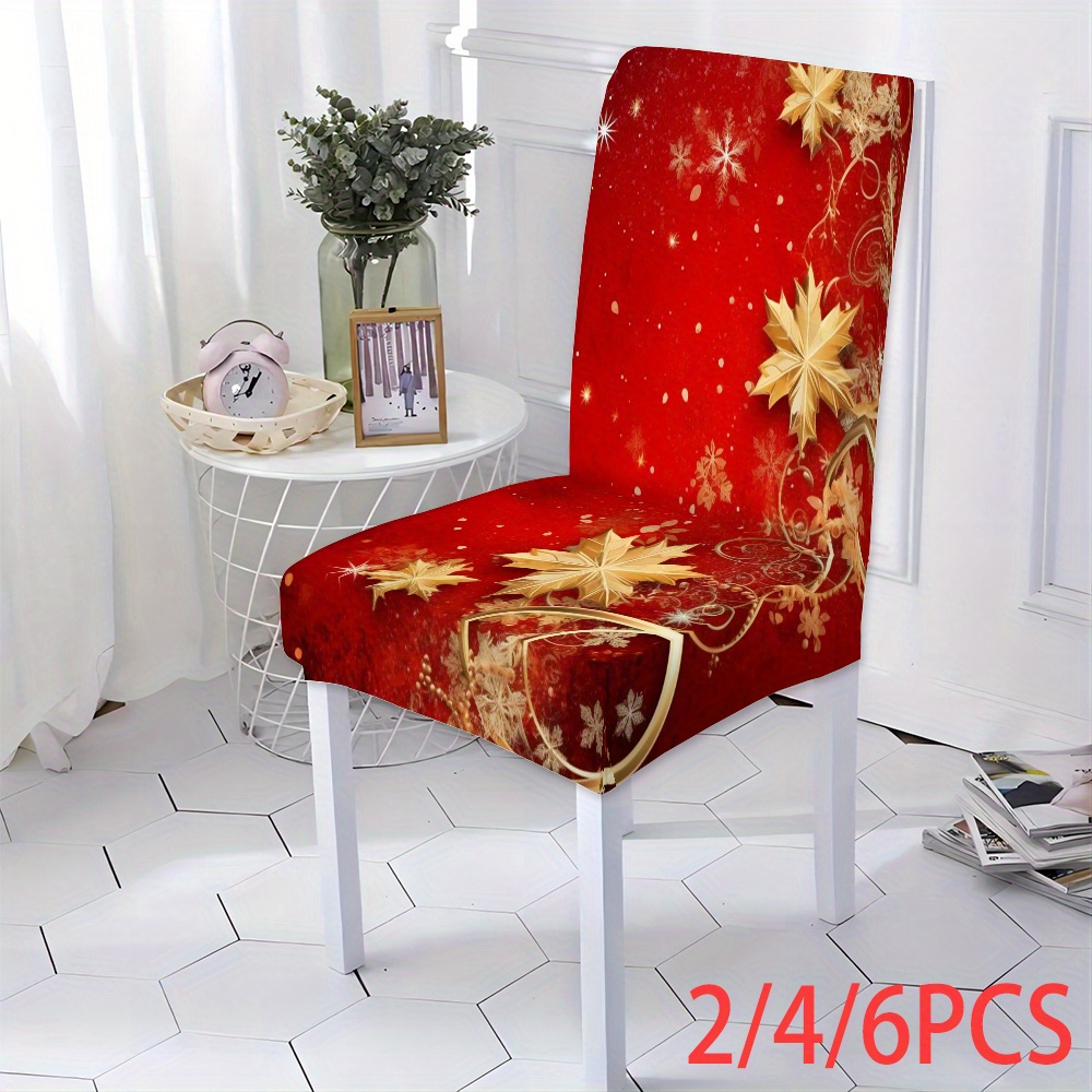 

Christmas Chair Covers Set - Polyester Stretch Dining Chair Slipcovers, , Easy Clean -band Slipcover-grip, Machine Washable, For Kitchen And Living Room ( In 2, 4, )