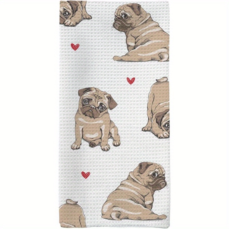 

Jit 1 Set 18x26 Inch Kitchen Towels: Pug Dog Decorative Towels For , Holiday Gifts, And Dog Lovers - Super Soft, Machine Washable, And Reusable