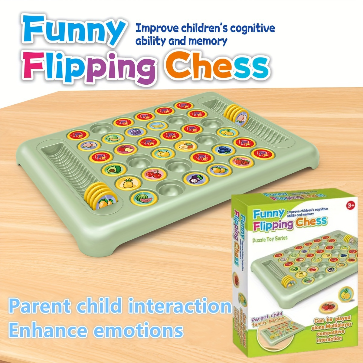 

Busaurus Fun Flipping Chess Game For - Educational With Cute , Interactive Parent- Toy With Diy Stickers, Plastic, Green - 3 To 6