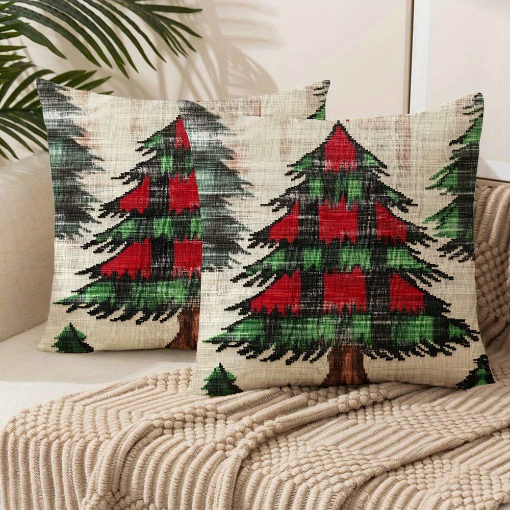 

Set Of 2 Christmas Tree - Red, & | Decor For Sofa & | Polyester