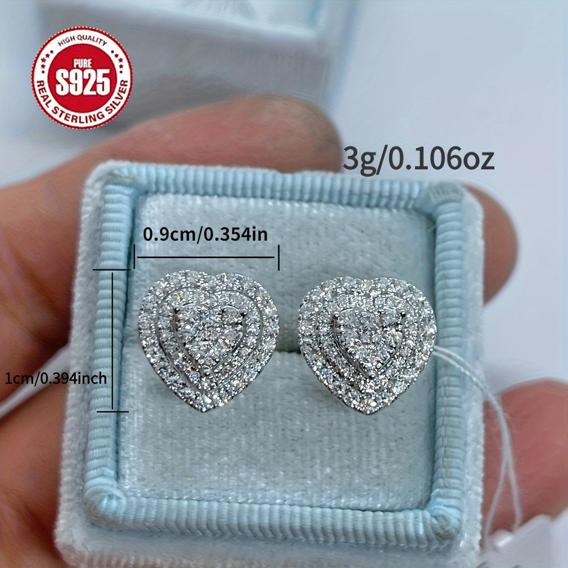 

925 Sterling Silver Heart-shaped Earrings Set With Heart-shaped Zircon, Elegant Style Jewelry, Women's