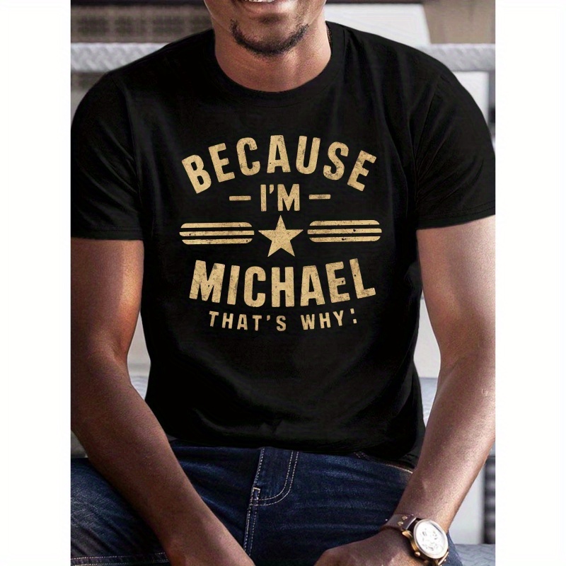 

Vintage " I'm Michael" Print Tee Shirt, Men's Tees, Casual Short Sleeve T-shirt For Summer