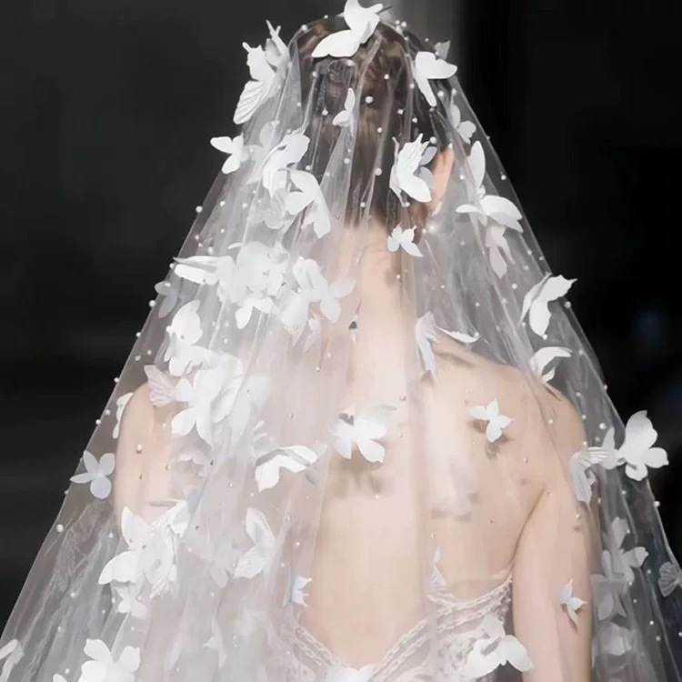 элегантная свадебная вуаль с белым роскошный барочный стиль жемчужные акценты для свадебного платья супер красивые тяжелые детали работы 1