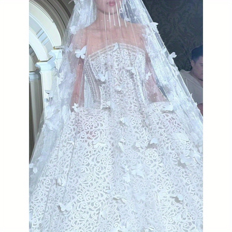 элегантная свадебная вуаль с белым роскошный барочный стиль жемчужные акценты для свадебного платья супер красивые тяжелые детали работы 3
