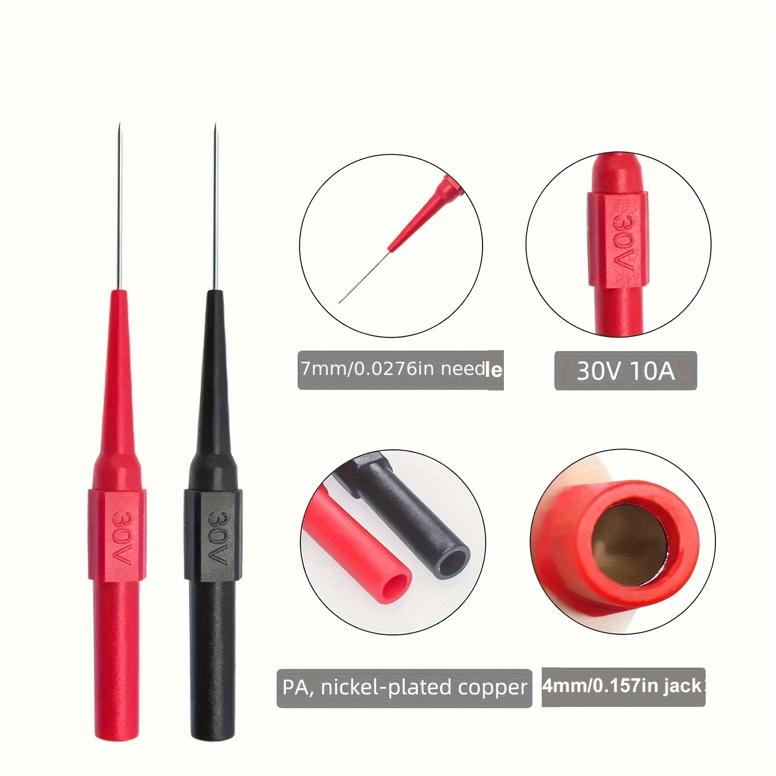 

4/10pcs Multimeter Test Probe Back Probe Insulation Puncture Needle With 4mm Socket Acupuncture Car Tool Kit 30v