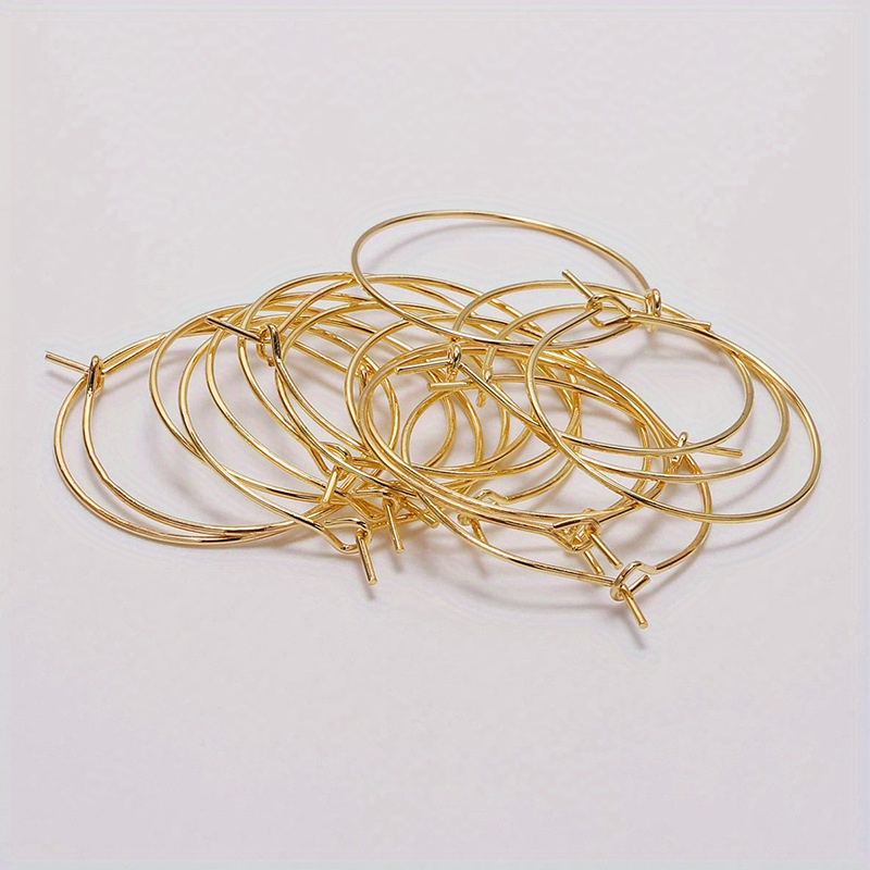 Image of 50pcs/pack 20mm/25mm/30mm/ Round Hoop Earrings, Circle Studs, Large Hoops, Jewelry Making Accessories For Diy Crafting And Jewelry Decoration