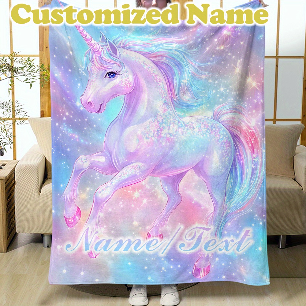 

Unicorn & Flannel Blanket - , & For , Bed, & - Personalized