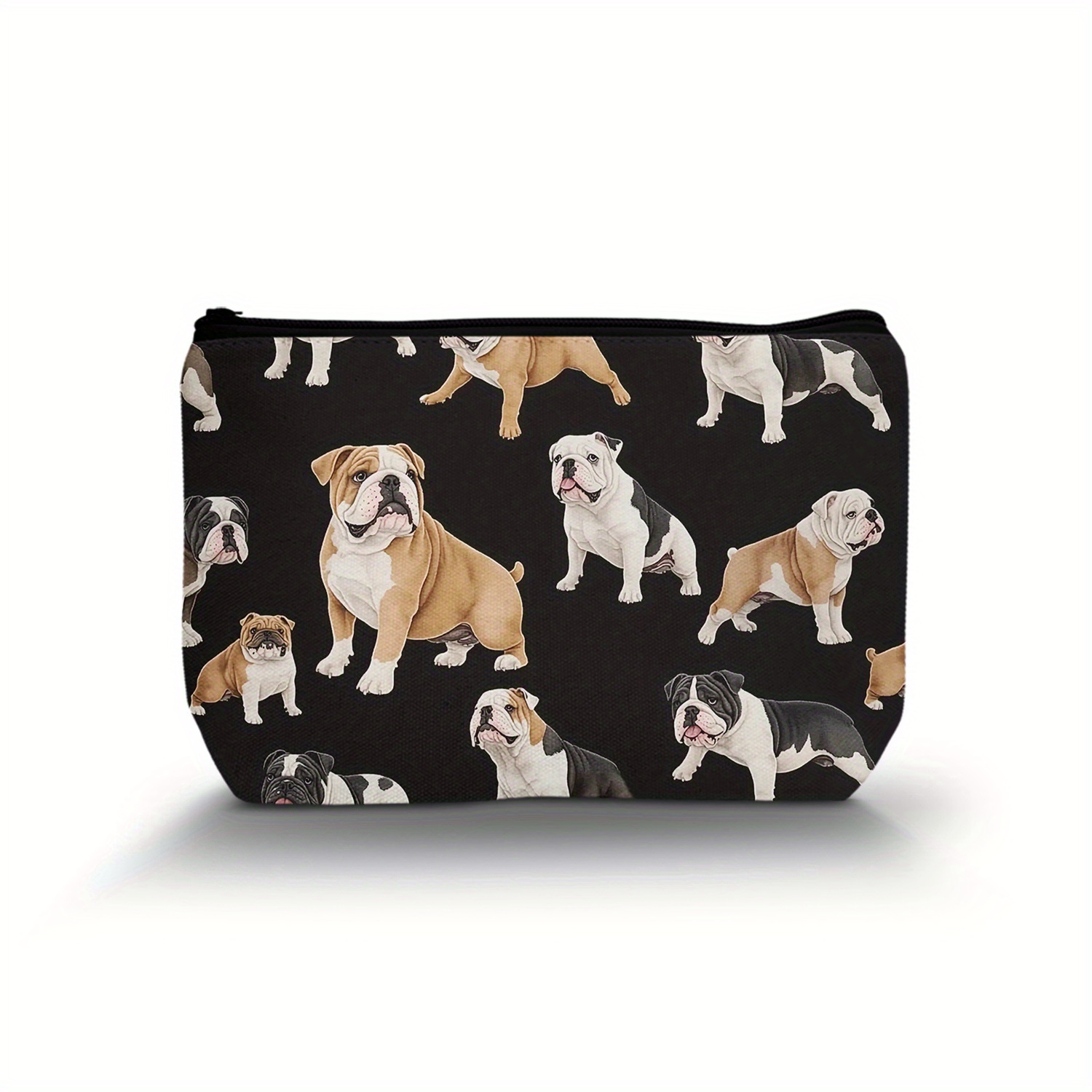 

Cute English Bulldog Print Cosmetic Bag For Women - Casual Polyester Toiletry Organizer With Zipper Closure, Hand Washable, No Strap - Fashion Storage Pouch 8.66x5.51 Inches