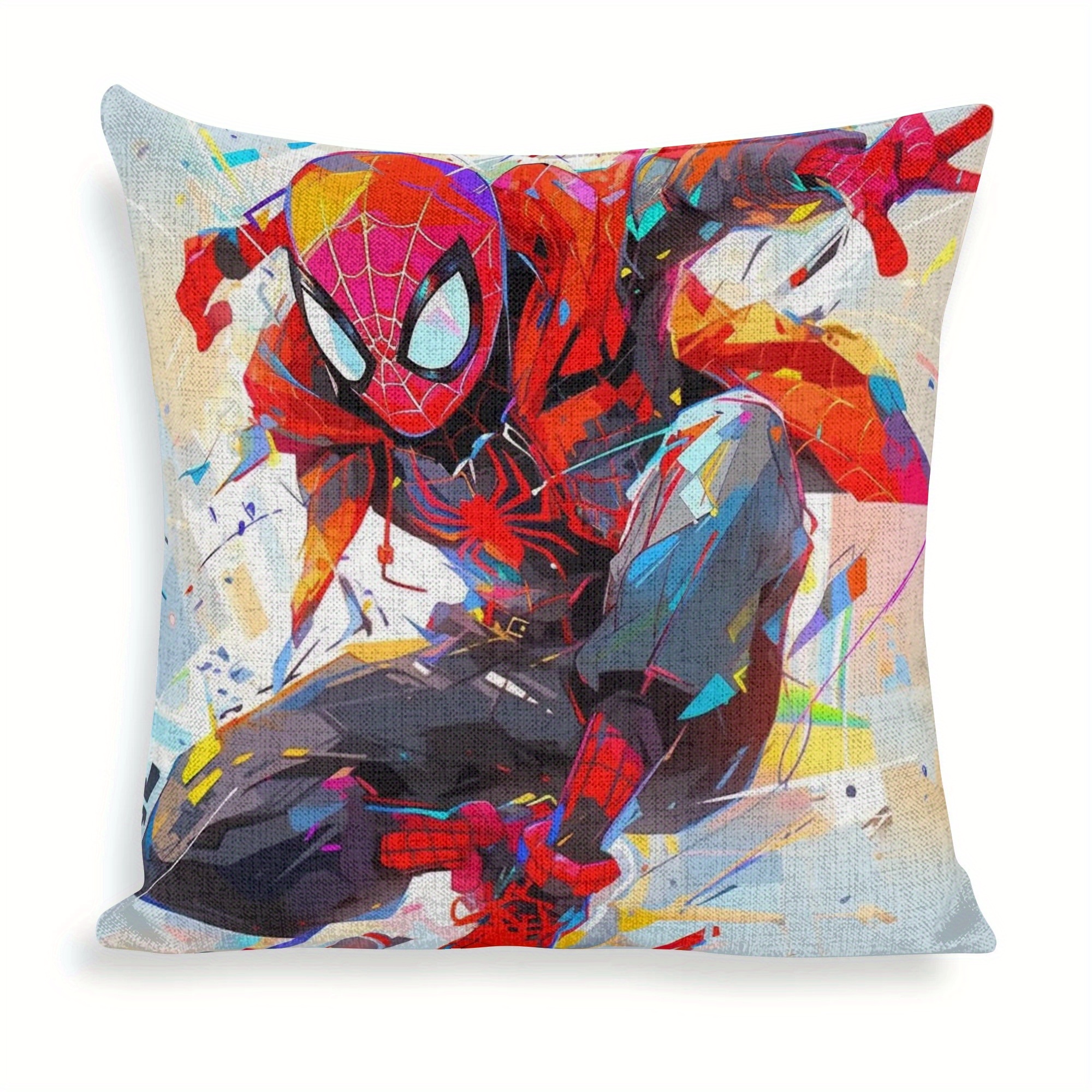 

Ume Vintage Style Spider-themed Throw Cushion Cover - 100% Polyester Woven Fabric, Zipper Closure, , Room Decor, Abstract Comic Art Design, & , 1pc