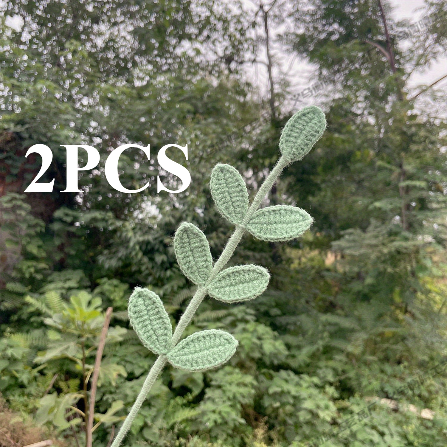 TEMU Feuille d'Eucalyptus au Crochet Artisanale - Fleur Artificielle en Fil à Tricoter DIY pour la Décoration de , Parfaite pour les Bouquets de Noël