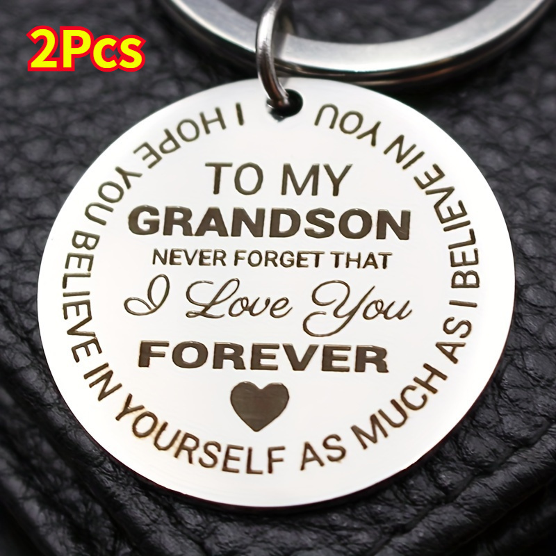 

2pcs Stainless Steel Keychain For From Grandparents