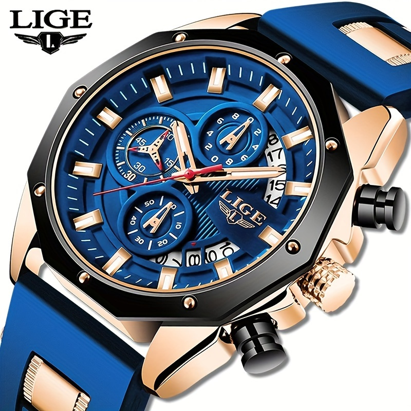 

Lige 2024 Men's Watch. Chronograph Calendar Quartzwatch. Outdoor Casual Sports Watches. Suitable For To Students Or Men.