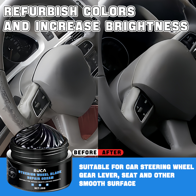 

Bucar Steering Wheel Restoration Paste, Abs Resin Material, Black Steering Wheel, Repair & Aging, Long- Moisturizing Coating For Car Interior Accessories