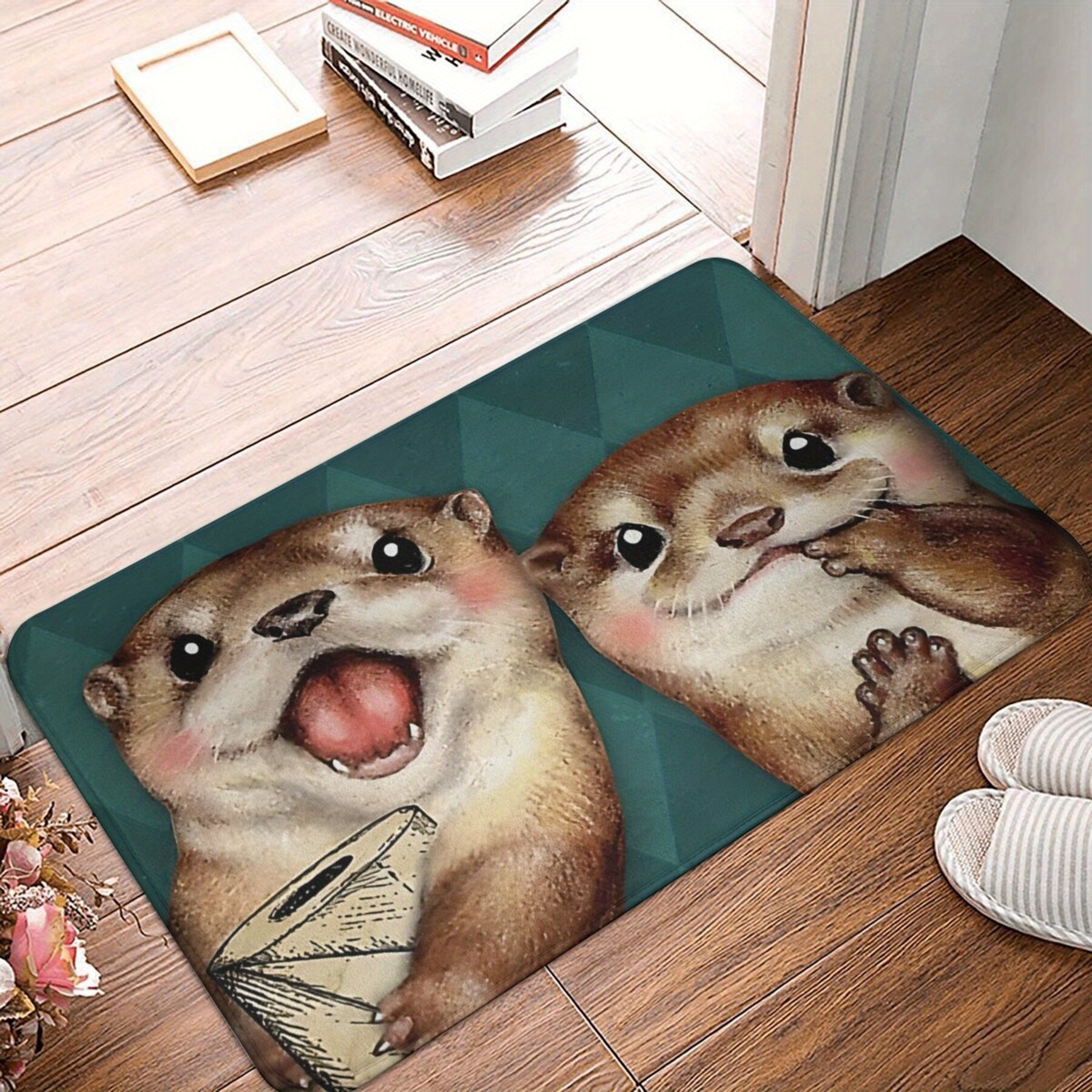 Otter '' Bath Mat - Soft Flannel Doormat For Home Decor, Machine Washable, Rectangular