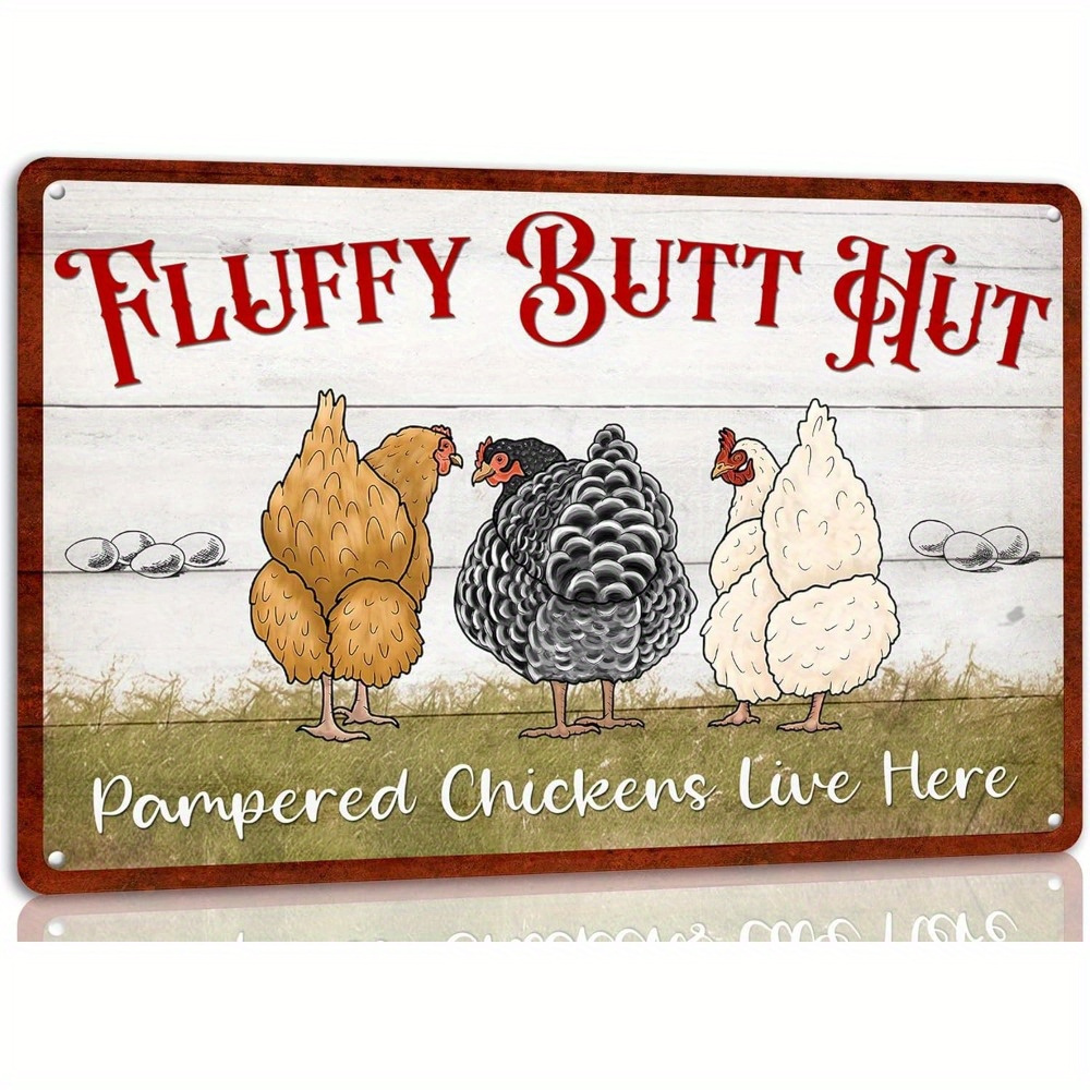 

1pc Furry Bottom Cabin Metal Logo Fun Chicken Coop Logo For Home Decor Kitchen Decor Wall Art Farm Farmhouse Vintage Decor Chicken Coop Accessories 12*8 Inches/ 30*20cm