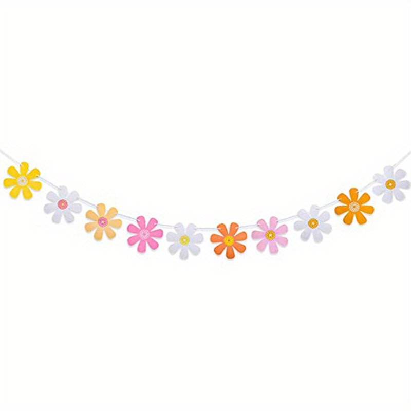 Image of Daisy Hipster Banner Set, Bohemian Daisy Paper Garland For A Hippie Party, Birthday Home Decor
